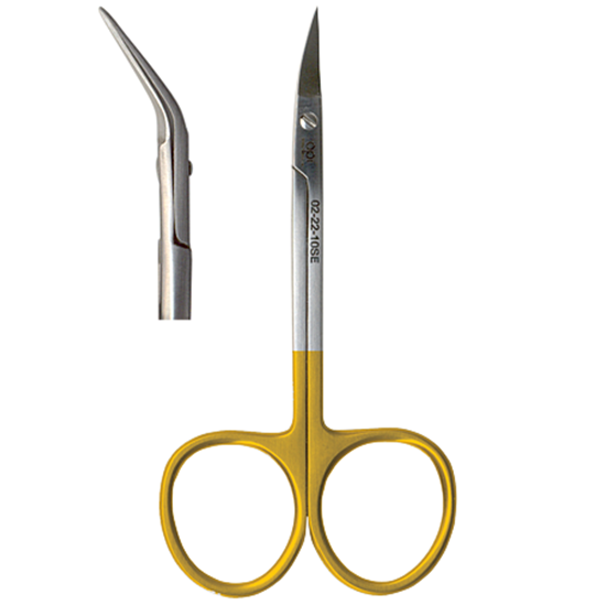 Wilmer (Converse) Conjunctival Scissors, Tungsten Carbide, Angled On Flat, 4 1/4" (10.8 Cm)